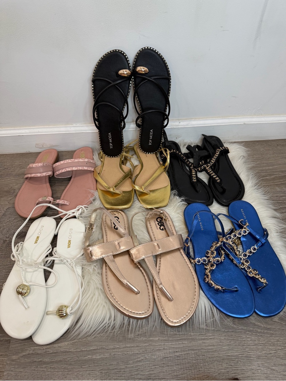 Women's Flat Sandals Lot (7 Pairs) – Multi-Style & Colors